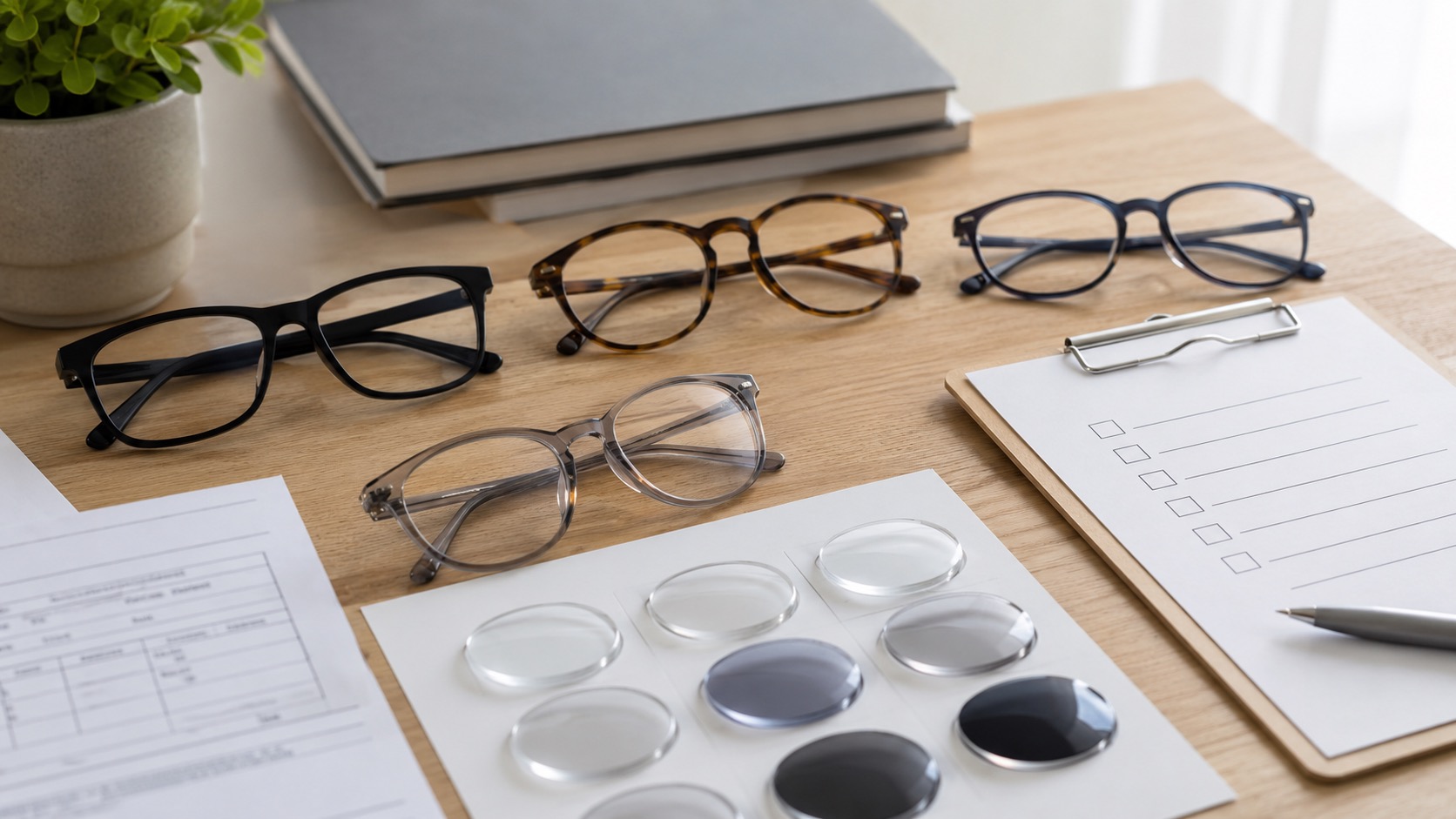 Glasses case, parcel box and frames arranged for checking prescription glasses returns