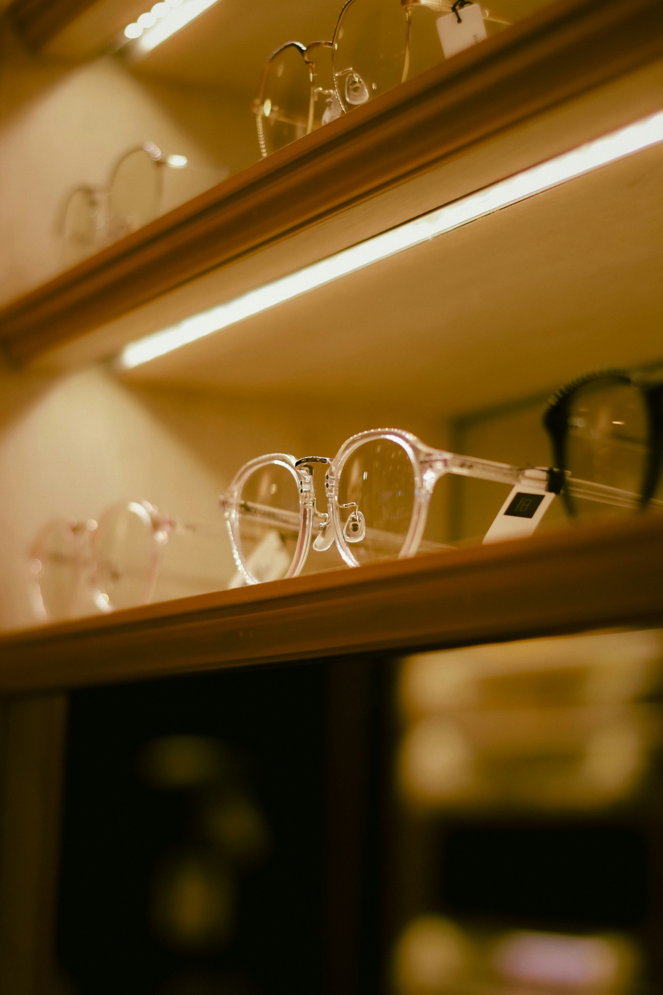 Display of eyeglasses in store